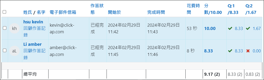 結果展示_於Tool瀏覽作答紀錄