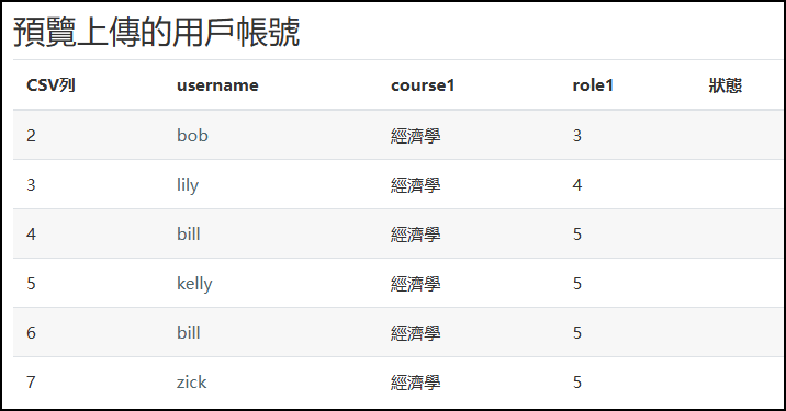 批次選課-預覽畫面