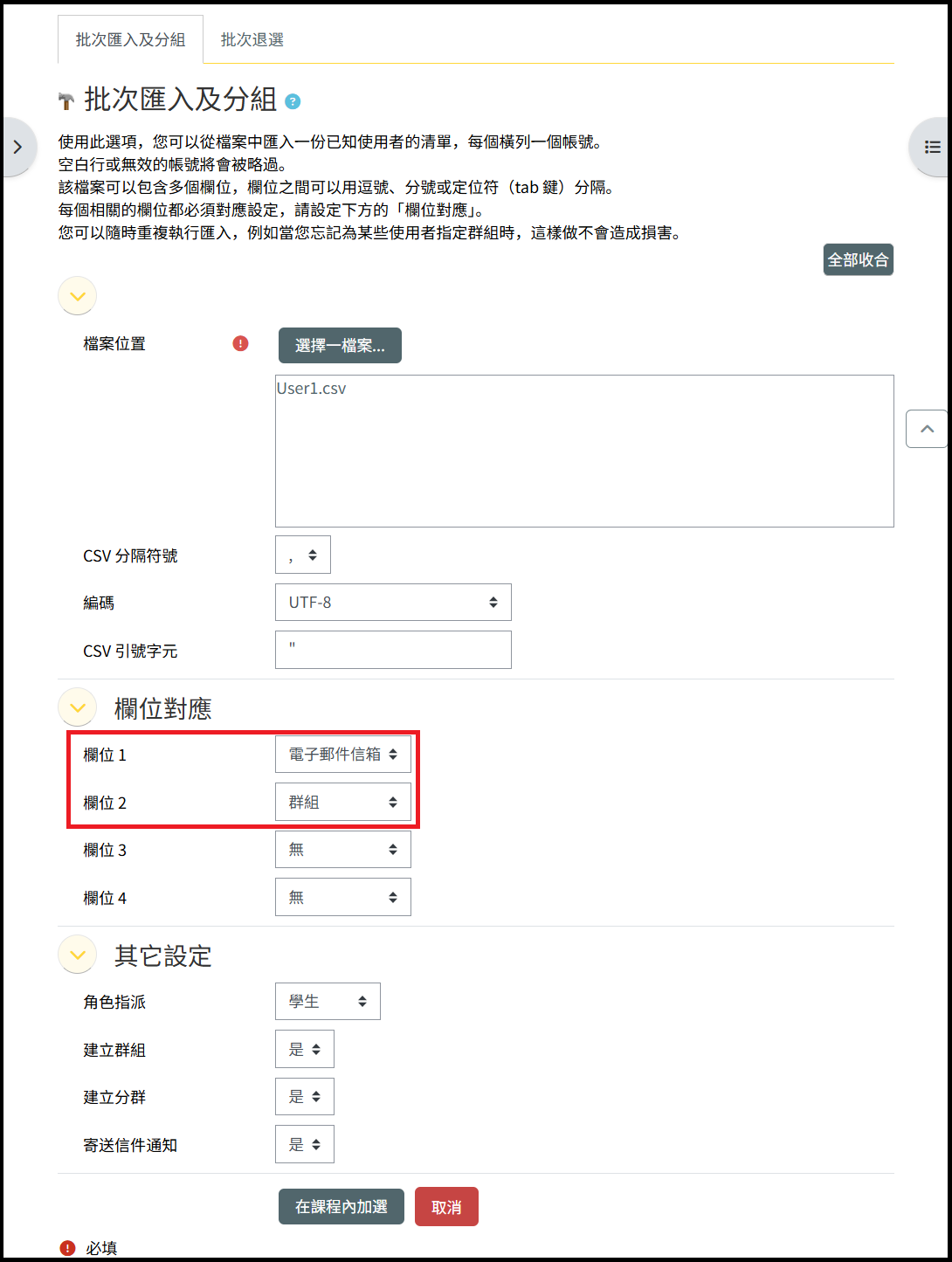 批次匯入及分組