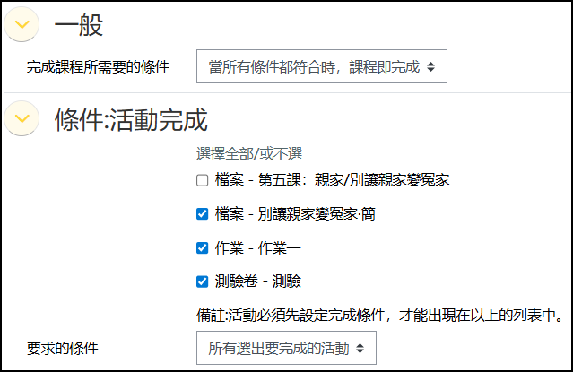 課程完成條件